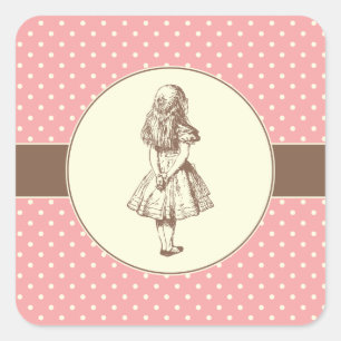 Alice im Wunderland Polka Dots Quadratischer Aufkleber