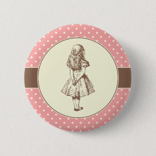 Alice im Wunderland-Polka-Punkte Button