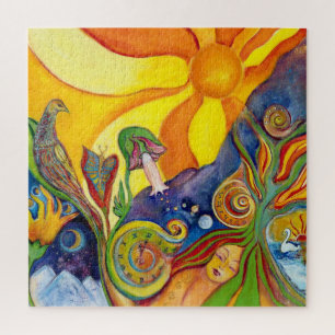 Alice im Wunderland Psychedelic Sunshine 60er Art Puzzle