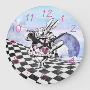 Alice im Wunderland Rabbit Herald Große Wanduhr