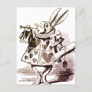 Alice im Wunderland Rabbit Queen of Hearts Herald Postkarte