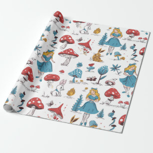 Alice im Wunderland Rabbit Red Mushroom Geschenkpapier