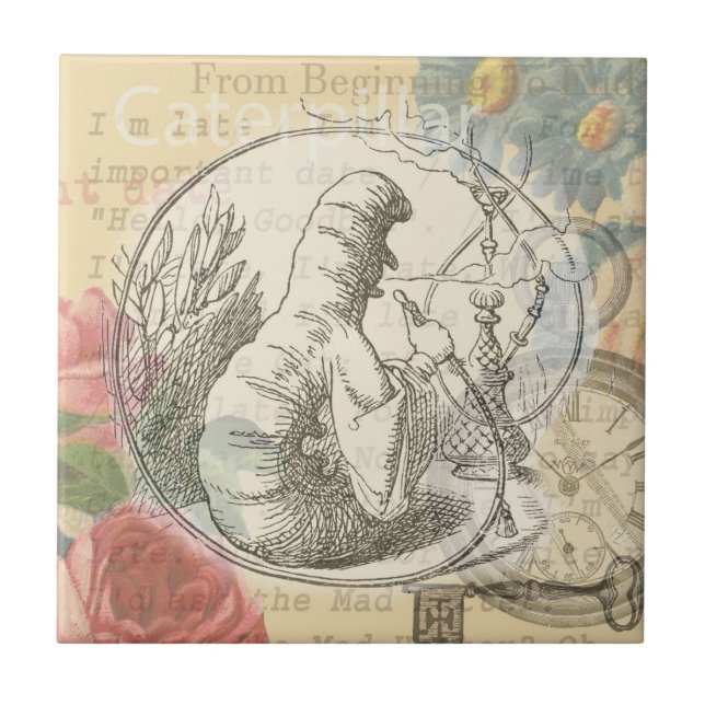 Alice im Wunderland Raupe: Original Tenniel Fliese (Vorderseite)