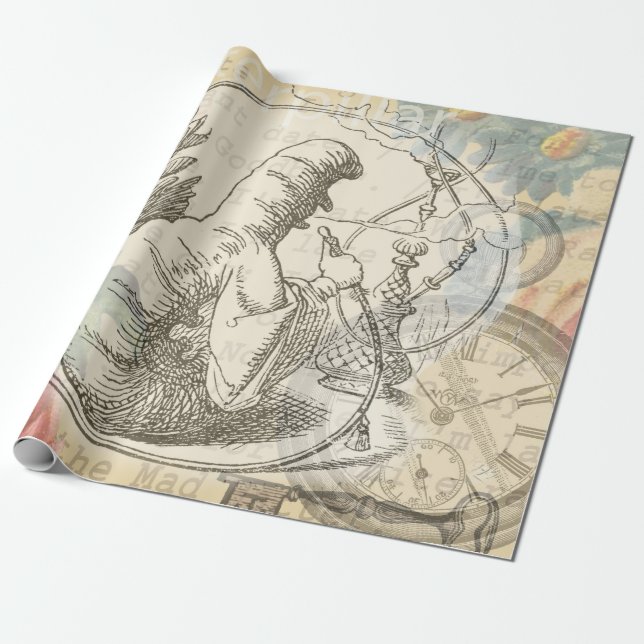 Alice im Wunderland Raupe: Original Tenniel Geschenkpapier (Ungerollt)