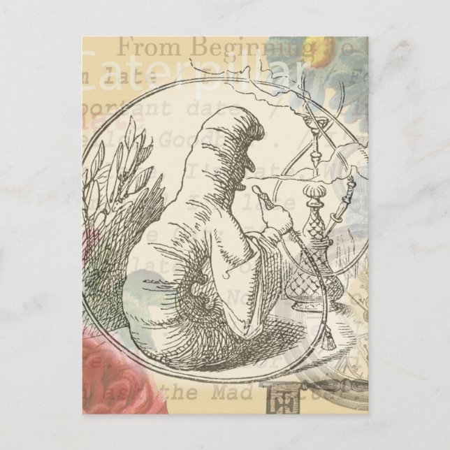 Alice im Wunderland Raupe: Original Tenniel Postkarte (Vorderseite)