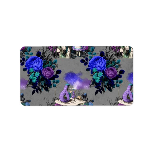Alice im Wunderland Raupe Rauchen Blume Adressaufkleber (Vorne)