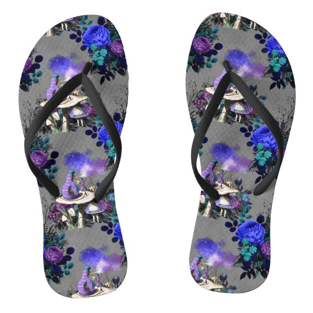 Alice im Wunderland Raupe Rauchen Blume Flip Flops (Fußbett)