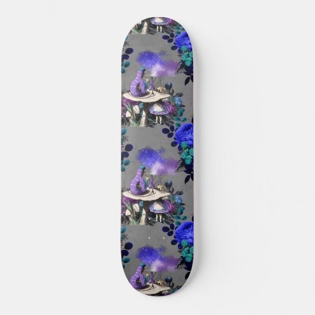 Alice im Wunderland Raupe Rauchen Blume Skateboard (Vorderseite)