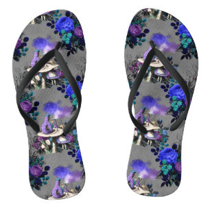 Alice im Wunderland Raupe raucht Blumen Flip Flops