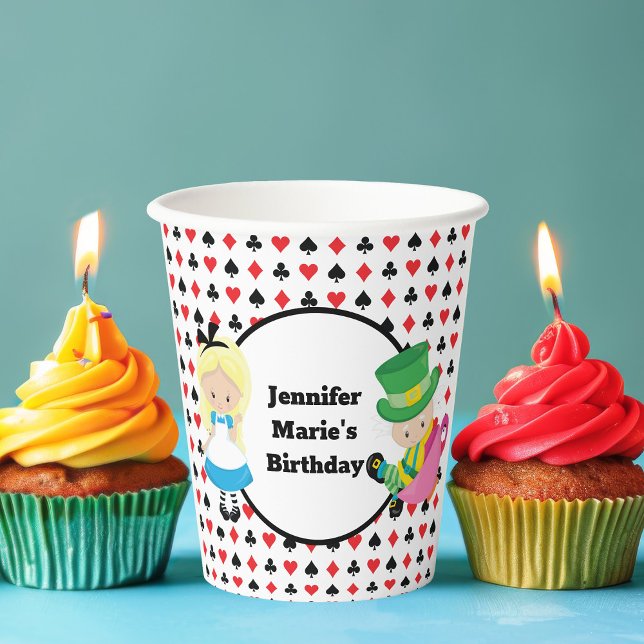 Alice im Wunderland Red Black Kindergeburtstag Par Pappbecher (Von Creator hochgeladen)