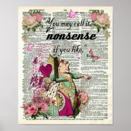 Alice im Wunderland Red Queen Dictionary Art Poster