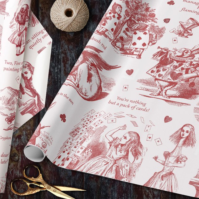 Alice im Wunderland Red Toile Quotes Geschenkpapier (Von Creator hochgeladen)