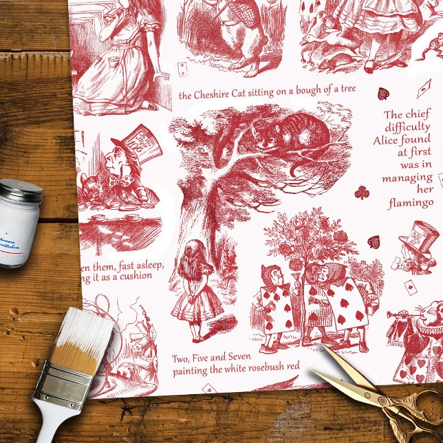 Alice im Wunderland Red Toile Quotes Geschenkpapier (Von Creator hochgeladen)