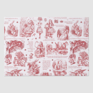 Alice im Wunderland Red Toile Quotes Seidenpapier