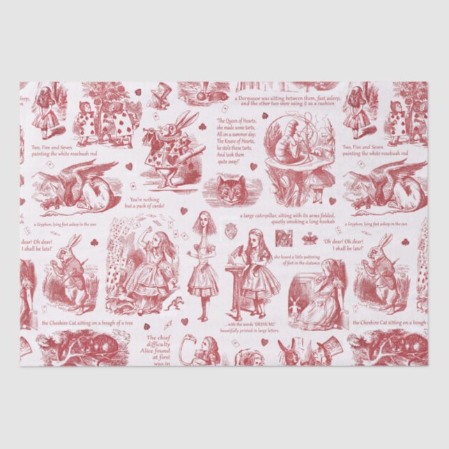 Alice im Wunderland Red Toile Quotes Seidenpapier (Vorderseite)