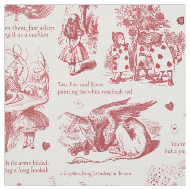 Alice im Wunderland Red White Toile Stoff (Muster)