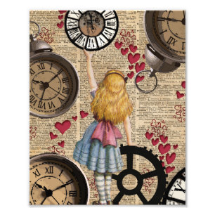 Alice im Wunderland reist durch die Zeit Fotodruck