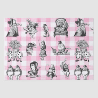 Alice im Wunderland, rosa und weiße Gingham Seidenpapier