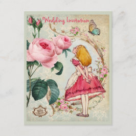 Alice im Wunderland-Rosen-Collagen-Hochzeit lädt Einladung
