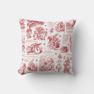 Alice im Wunderland Rot Toile Zitate Kissen