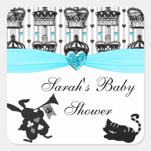 Alice im Wunderland Royal Crowns Babydusche Quadratischer Aufkleber (Vorderseite)