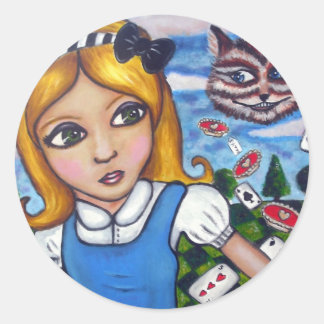 Alice im Wunderland Runder Aufkleber