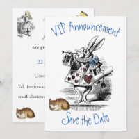 Alice im Wunderland Save-the-Date-Einladung