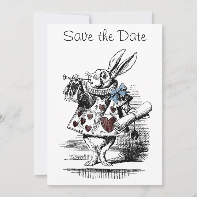 Alice im Wunderland Save the Date Einladungskarte (Vorderseite)