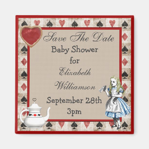 Alice im Wunderland Save the Date Kinderdusche Magnet