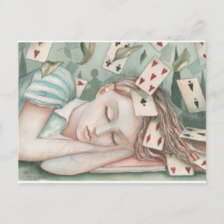 Alice im Wunderland schlafen Postkarte