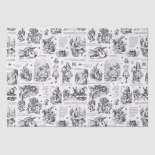 Alice im Wunderland Schwarz-weiß Toile Quotes Seidenpapier