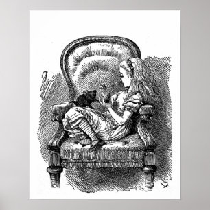 Alice im Wunderland schwarzes Kätzchen Vintag anti Poster