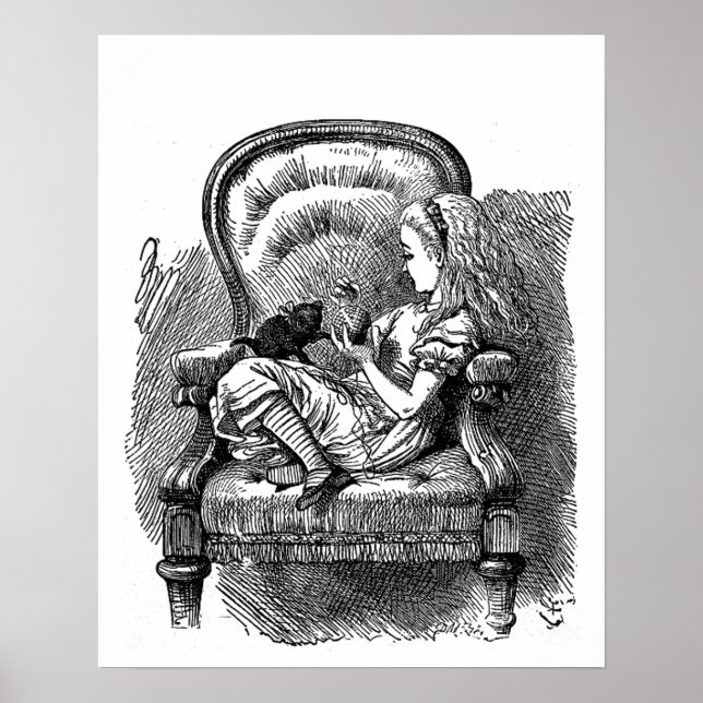 Alice im Wunderland schwarzes Kätzchen Vintag anti Poster (Vorne)