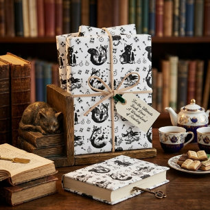 Alice im Wunderland Schwarzweiß-Design Geschenkpapier