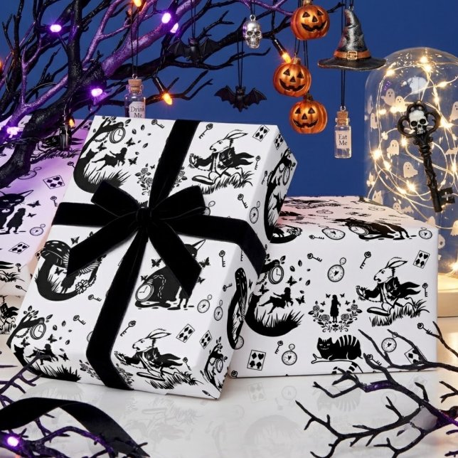 Alice im Wunderland Schwarzweiß-Design Geschenkpapier (Von Creator hochgeladen)