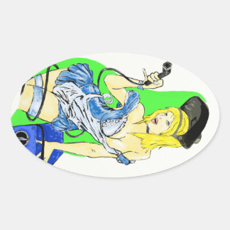 Alice im Wunderland Schweißkleber Ovaler Aufkleber