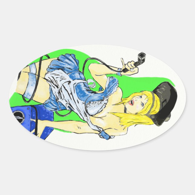 Alice im Wunderland Schweißkleber Ovaler Aufkleber (Vorderseite)