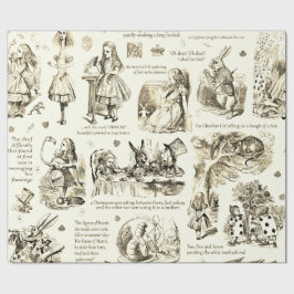 Alice im Wunderland Sepia Beige Toile Quotes Geschenkpapier
