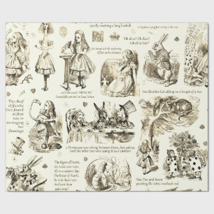 Alice im Wunderland Sepia Beige Toile Quotes Geschenkpapier