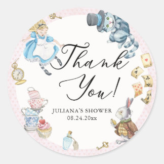 Alice im Wunderland Skurrile Dusche Runder Aufkleber