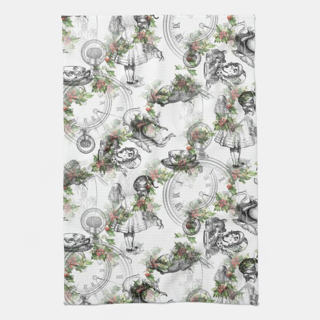 Alice im Wunderland-Stechpalmen-Weihnachten Handtuch (Vertikal)