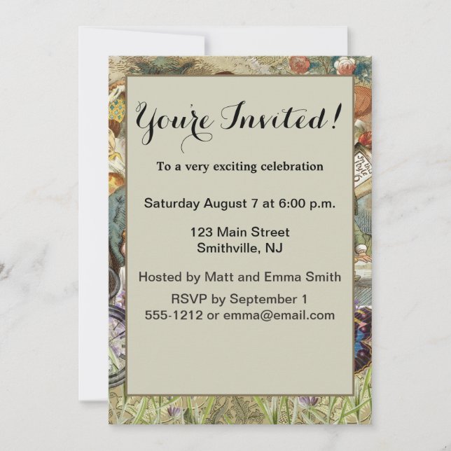 Alice im Wunderland Tea Party Gäste Einladung (Vorderseite)