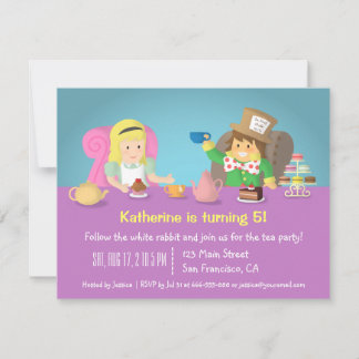Alice im Wunderland Tea Party Geburtstag Einladung
