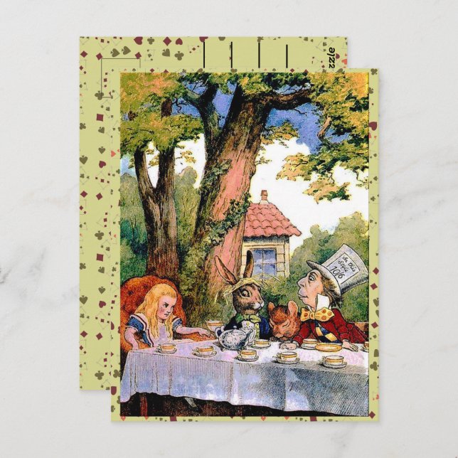 Alice im Wunderland Tea Party Mad Hatter Postkarte (Vorne/Hinten)