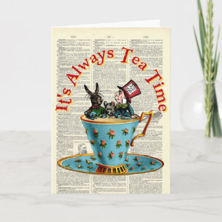 Alice im Wunderland Tea Time Old Dictionary Page Karte