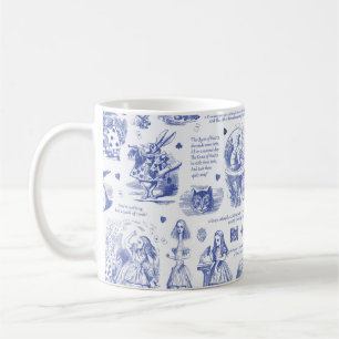 Alice im Wunderland Tee Party Blue Toile Quotes Kaffeetasse