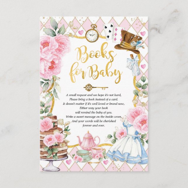 Alice im Wunderland Tee Party Bücher für Baby Begleitkarte (Vorderseite)