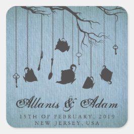 Alice im Wunderland Tee Party Hochzeitsticker Quadratischer Aufkleber