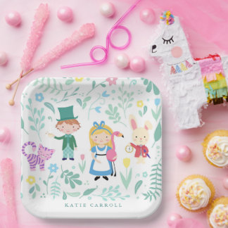 Alice im Wunderland Tee-Party Kinderdusche Pappteller