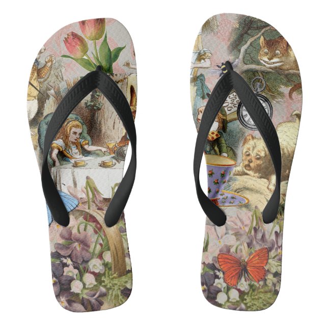 Alice im Wunderland Tee Party Kunst Flip Flops (Fußbett)